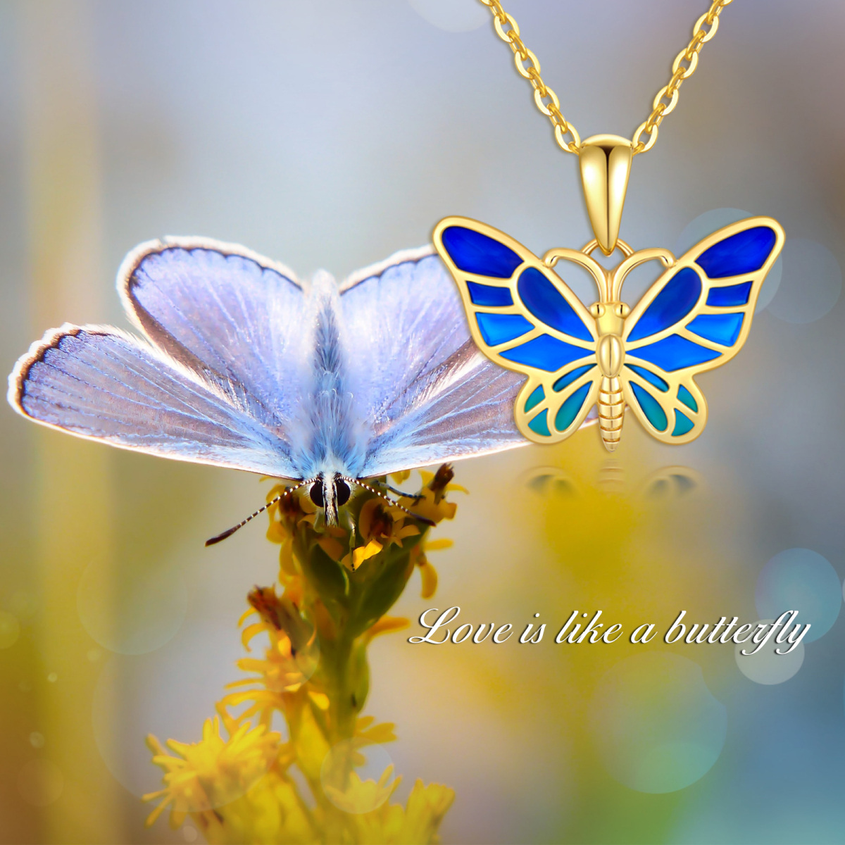 14K Gold Butterfly Pendant Necklace-5