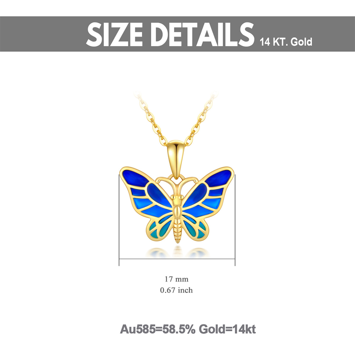 14K Gold Schmetterling Anhänger Halskette-6