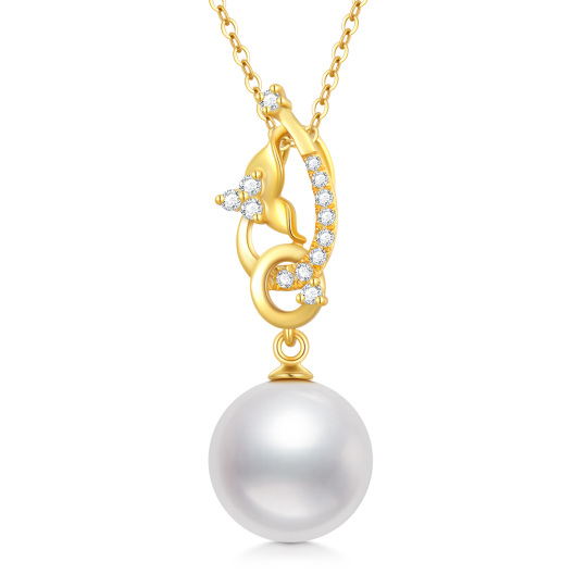 Collana con ciondolo a farfalla in oro 14K con zirconia cubica