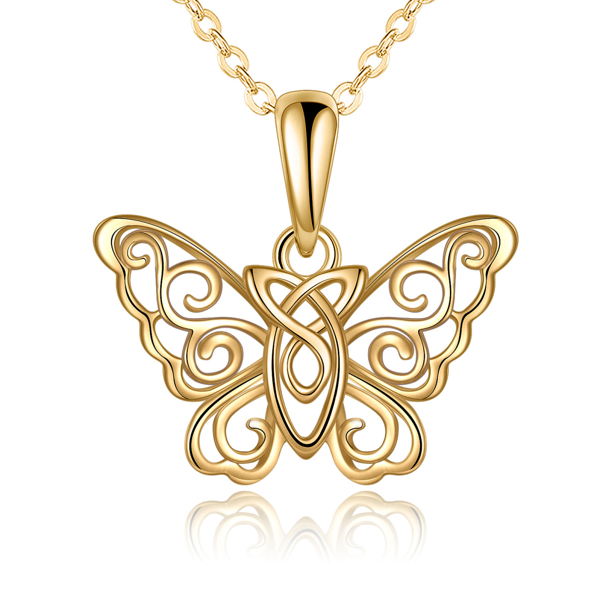 Collier à pendentif papillon en or 14K-1