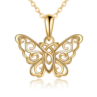 10K Gold Butterfly Pendant Necklace-11