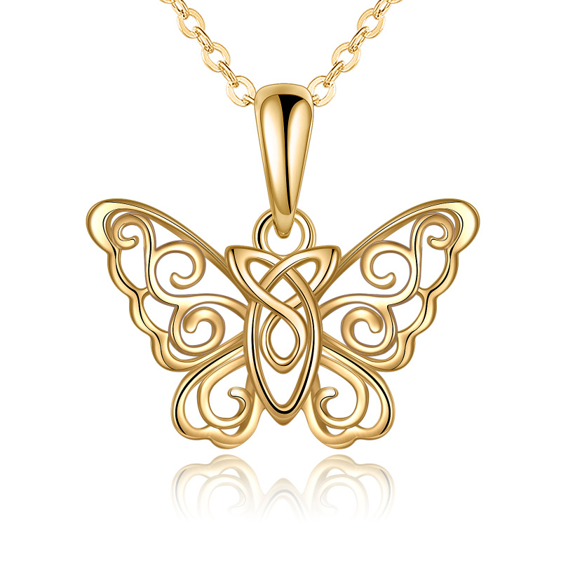 10K gouden vlinder hanger ketting-19