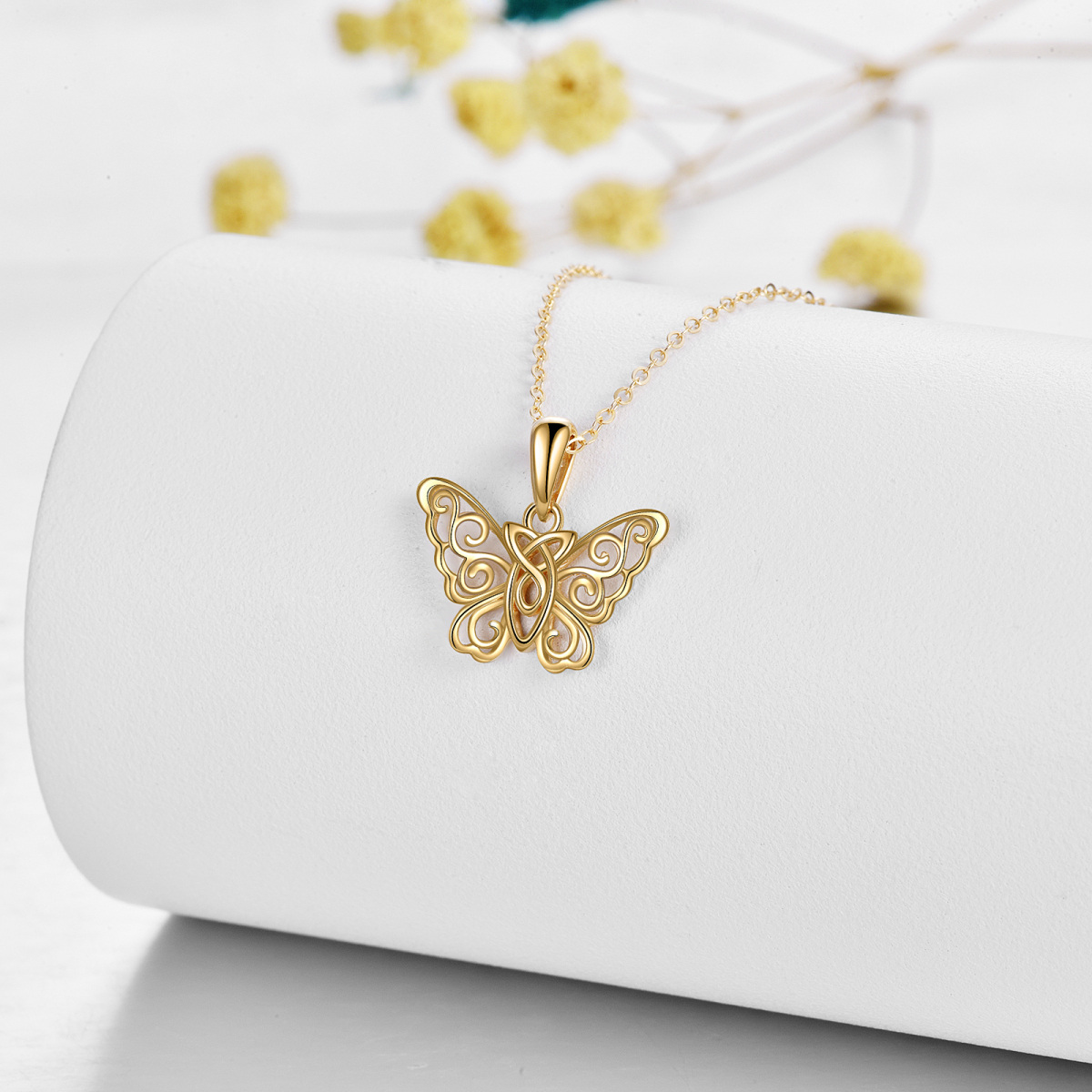 14K Gold Schmetterling Anhänger Halskette-3