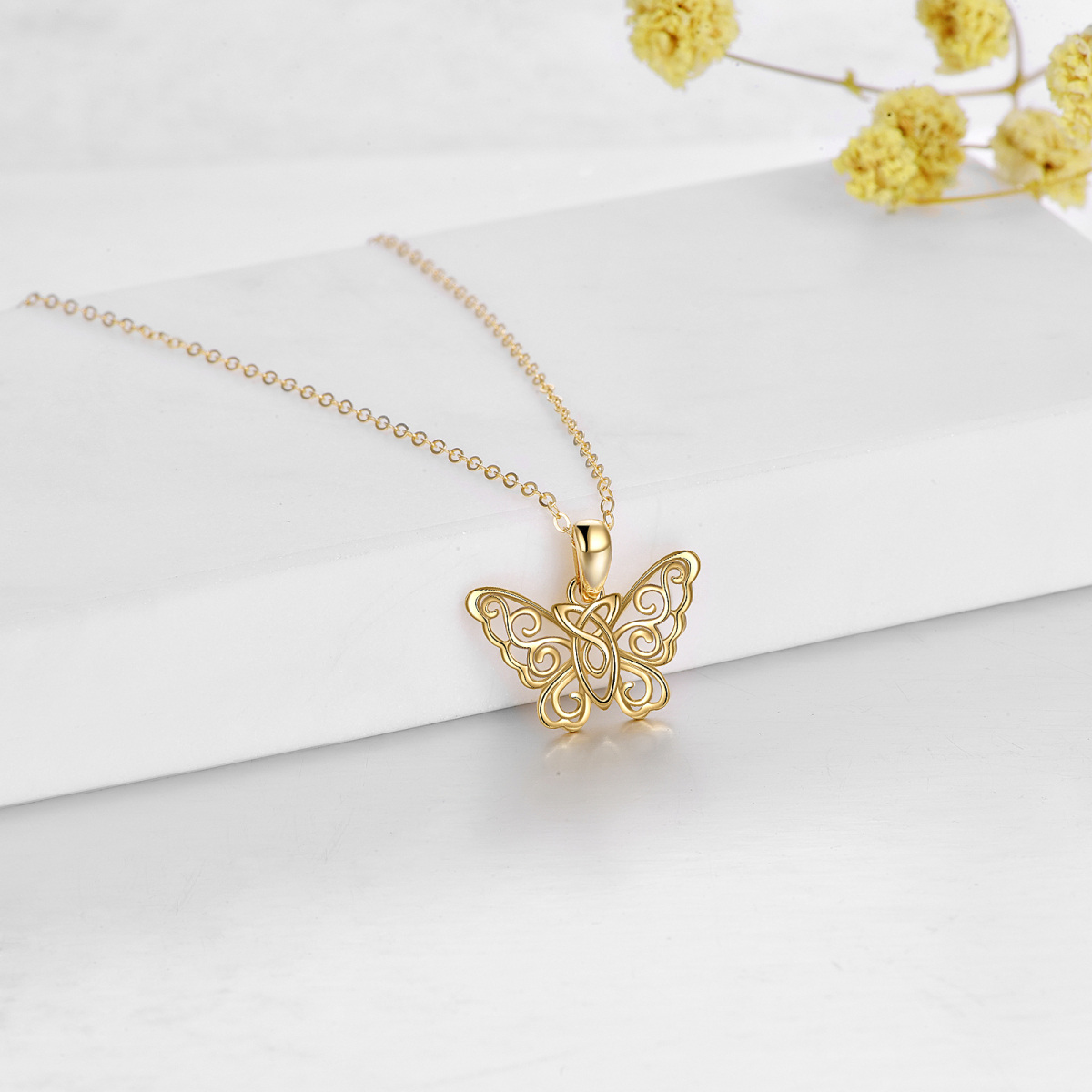 14K Gold Butterfly Pendant Necklace-4