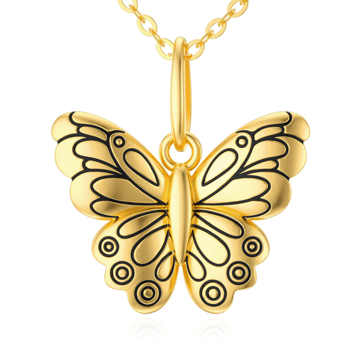 10K Gold Butterfly Pendant Necklace-1