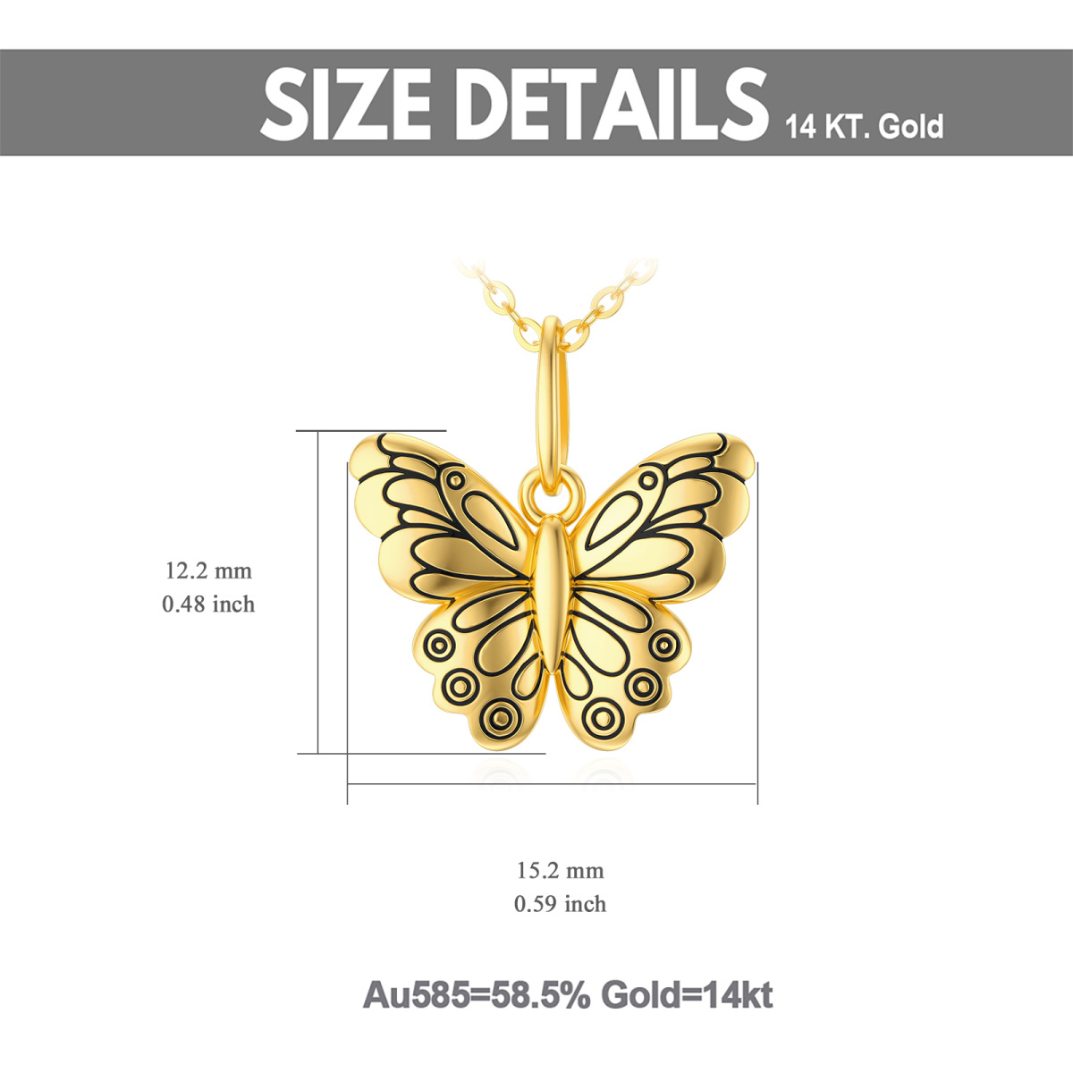 14K Gold Butterfly Pendant Necklace-5