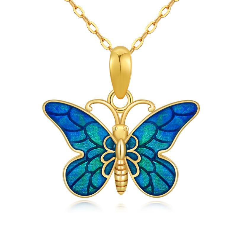 10K Gold Butterfly Pendant Necklace-1