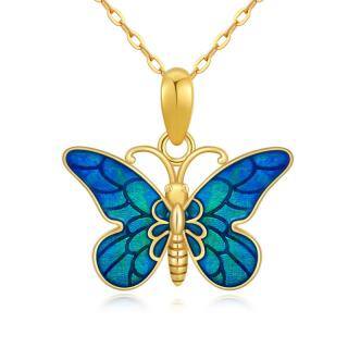 10K Gold Butterfly Pendant Necklace-55