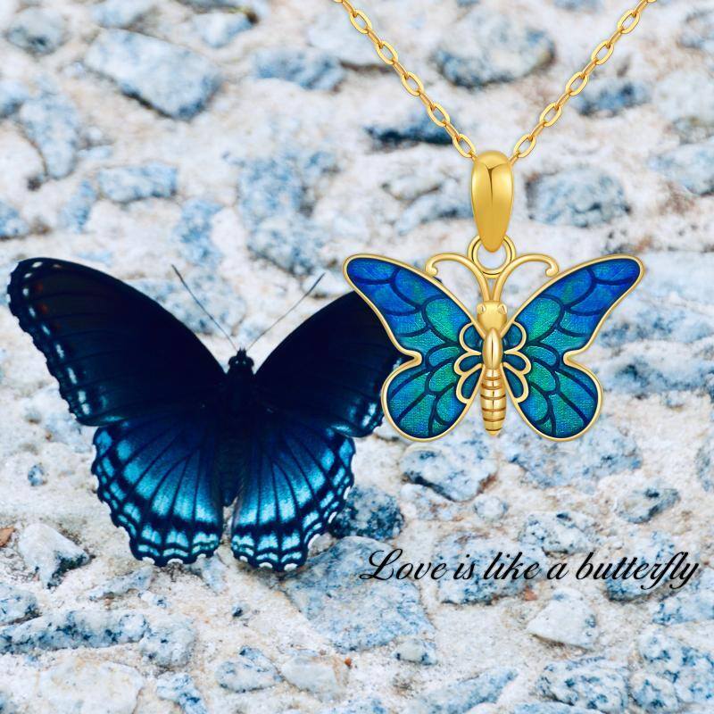 10K Gold Butterfly Pendant Necklace-5