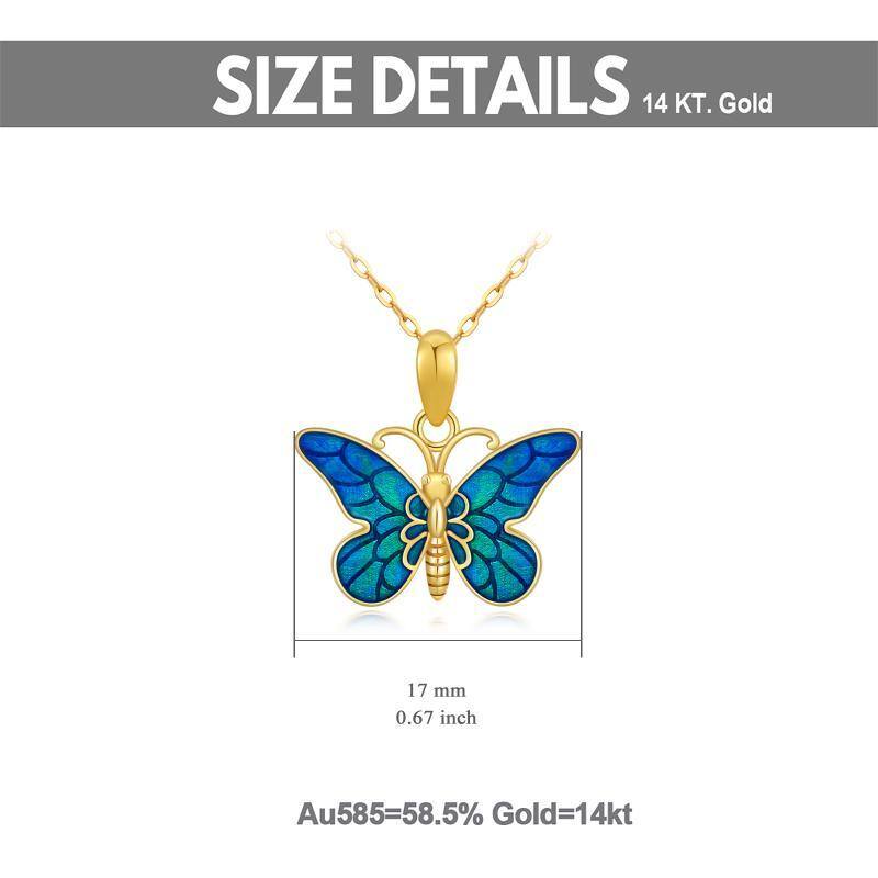 Colar com pingente de borboleta em ouro 14K-6