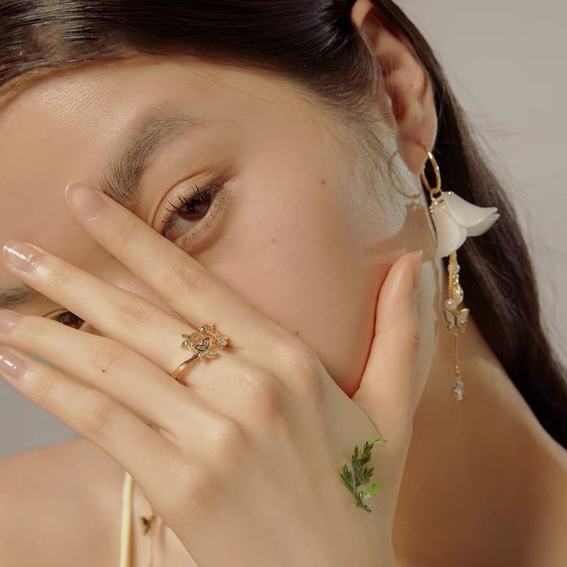 10K Rose Gold Cubic Zirconia Butterfly Ring-5