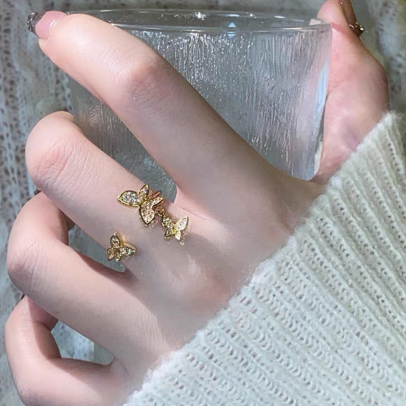 10K Rose Gold Cubic Zirconia Butterfly Ring-6