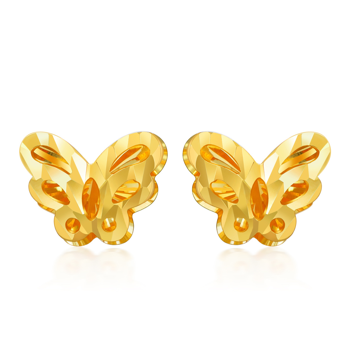 14K Gold Butterfly Stud Earrings-1