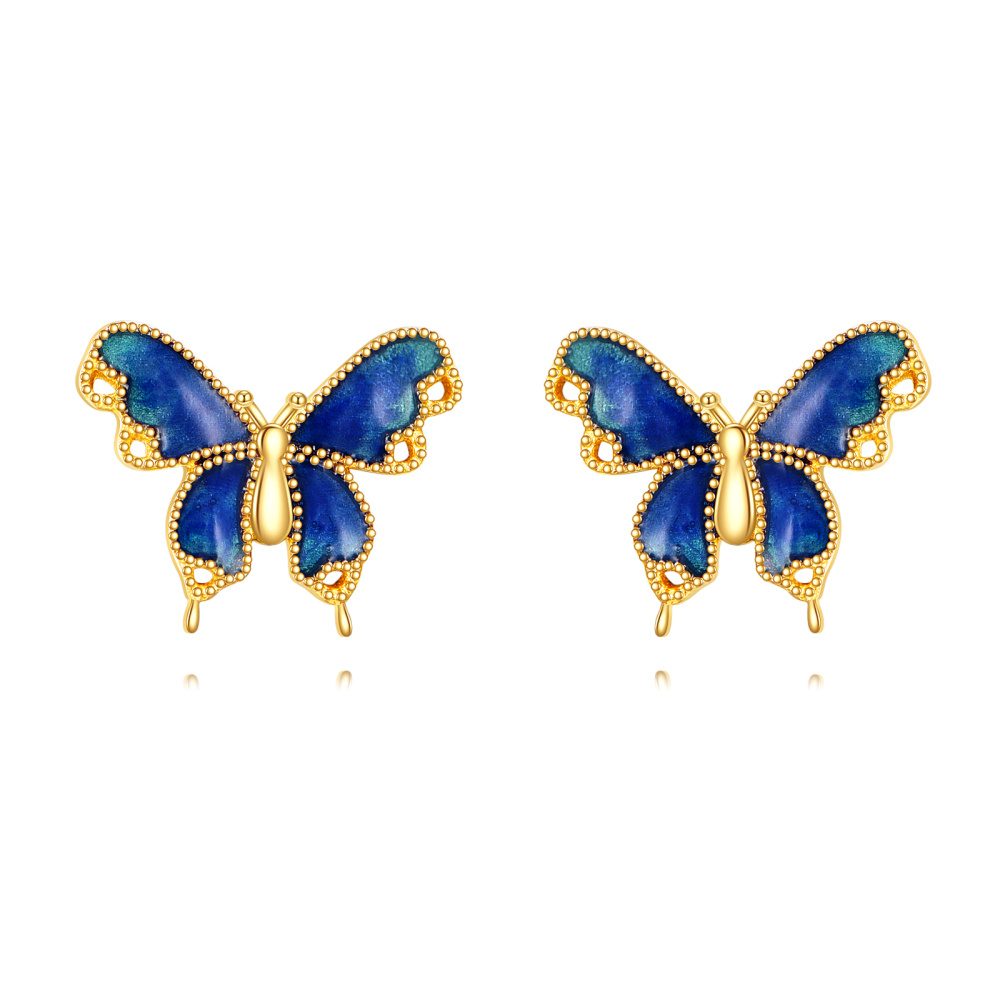 Pendientes de mariposa de oro de 14 quilates-1