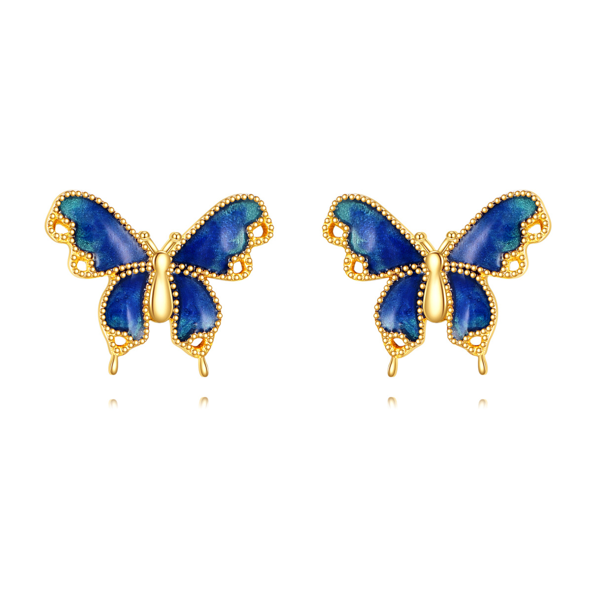 10K Gold Butterfly Stud Earrings-1