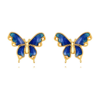 10K Gold Butterfly Stud Earrings-7