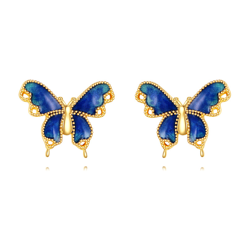 Pendientes de mariposa de oro de 14 quilates-7