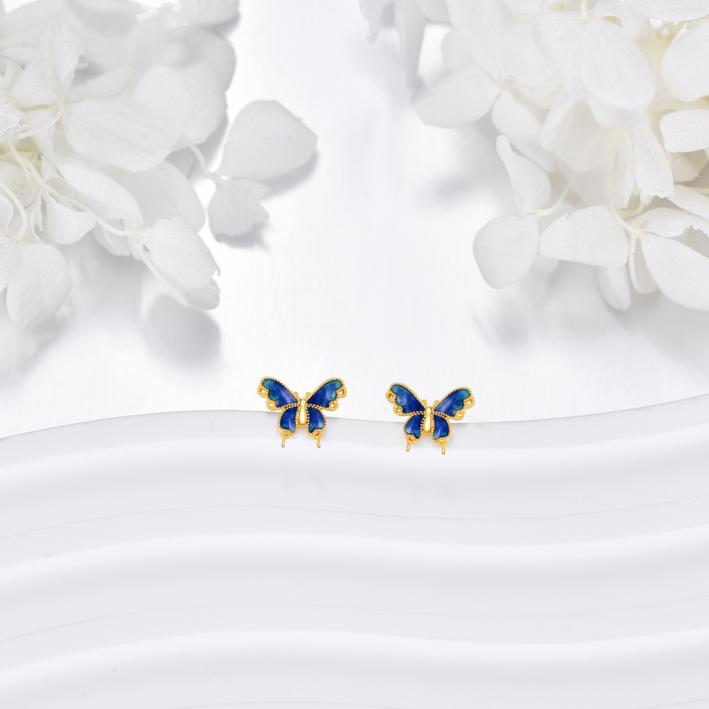 Pendientes de mariposa de oro de 14 quilates-3