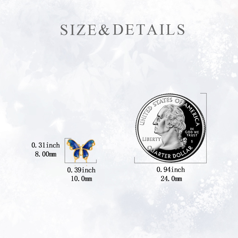 أقراط مرصعة بالذهب الأبيض عيار 10 قيراط على شكل فراشة-5