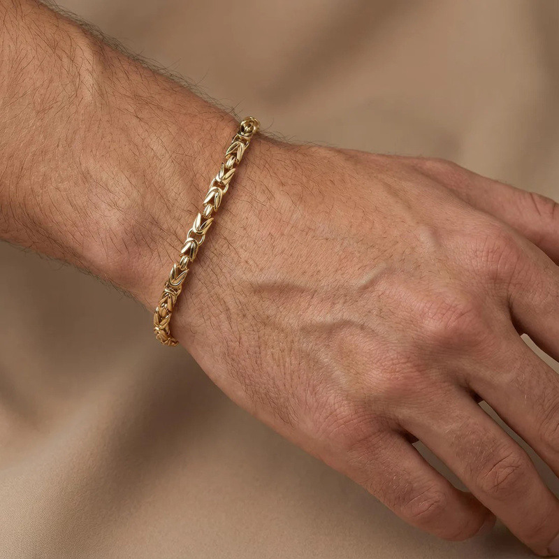 14K Gold Byzantine Chain Bracelet for Men-2