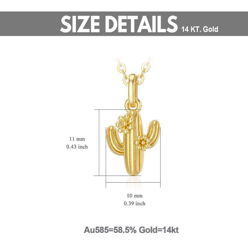 10K Gold Cactus Pendant Necklace-6