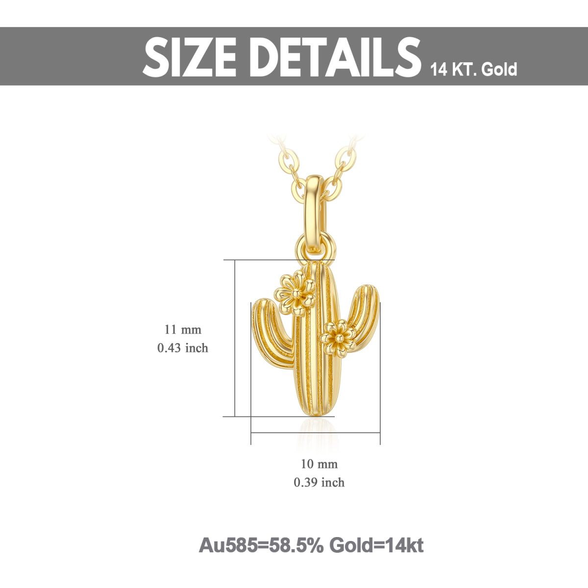 14K Gold Cactus Pendant Necklace-5