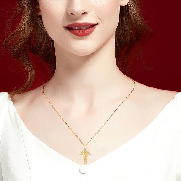 Collana Con Pendente Donna In Oro 9K E Zirconia Cubica: Gioiello Elegante Citerna In Confezione Regalo