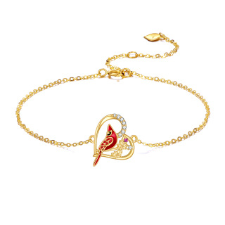 14K Gold Cubic Zirconia Cardinal & Heart Bracelet for Women-1