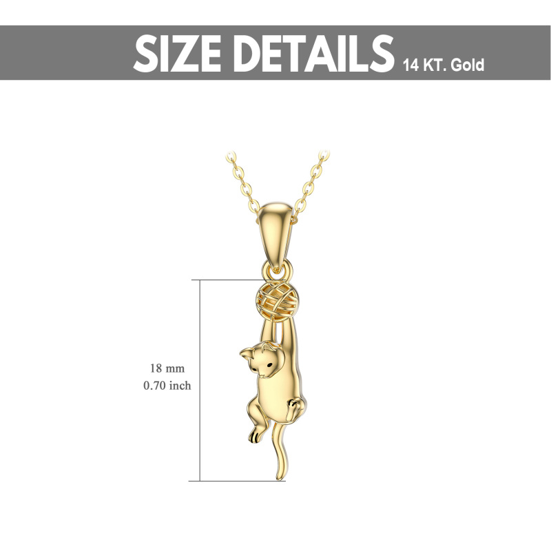 10K Gold Cat & Ball Pendant Necklace-6