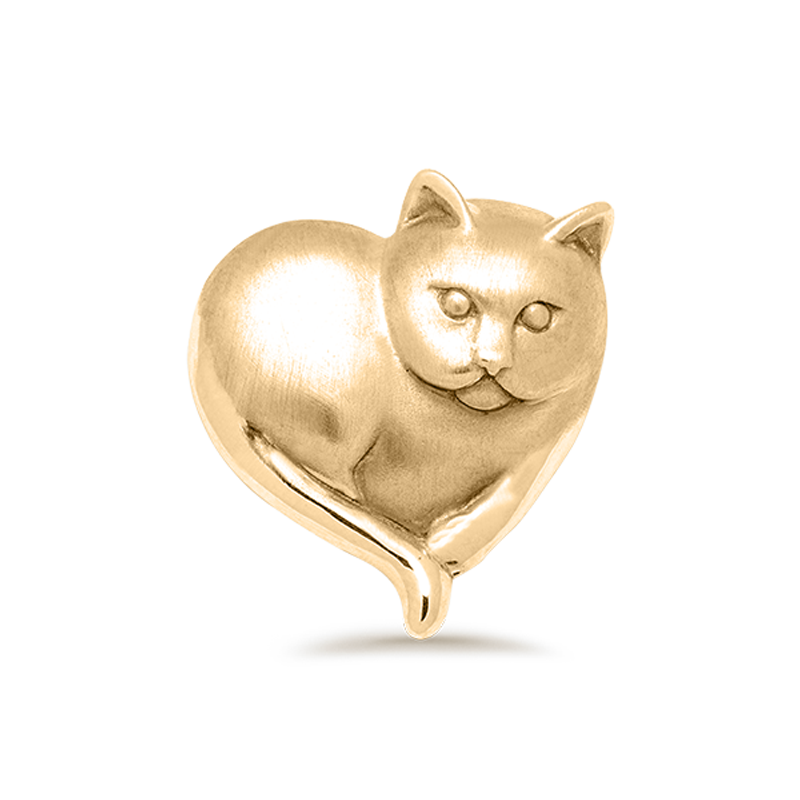 14K Gold Cat Heart Stud Earrings for Women-1