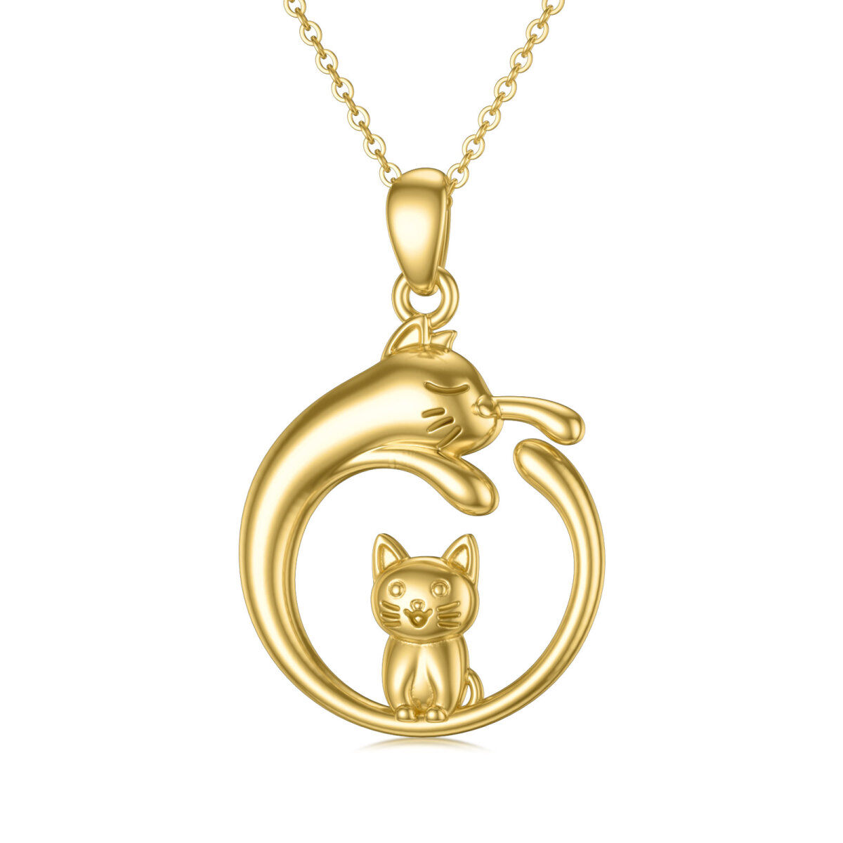 10K Gold Cat Pendant Necklace-1