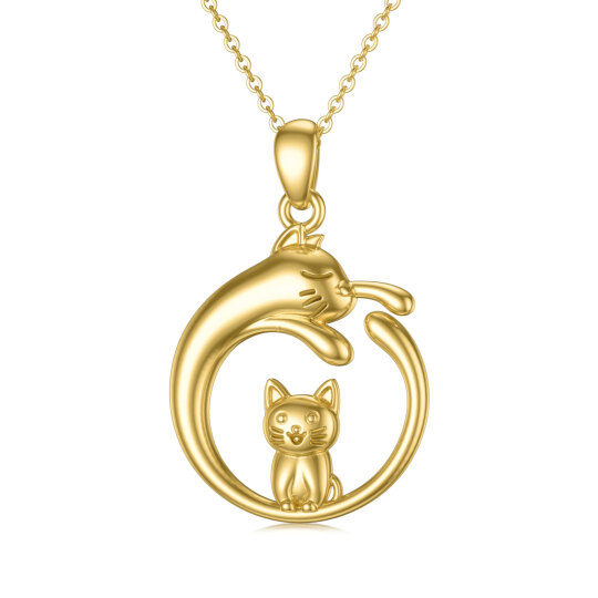 10K Gold Katze Anhänger Halskette