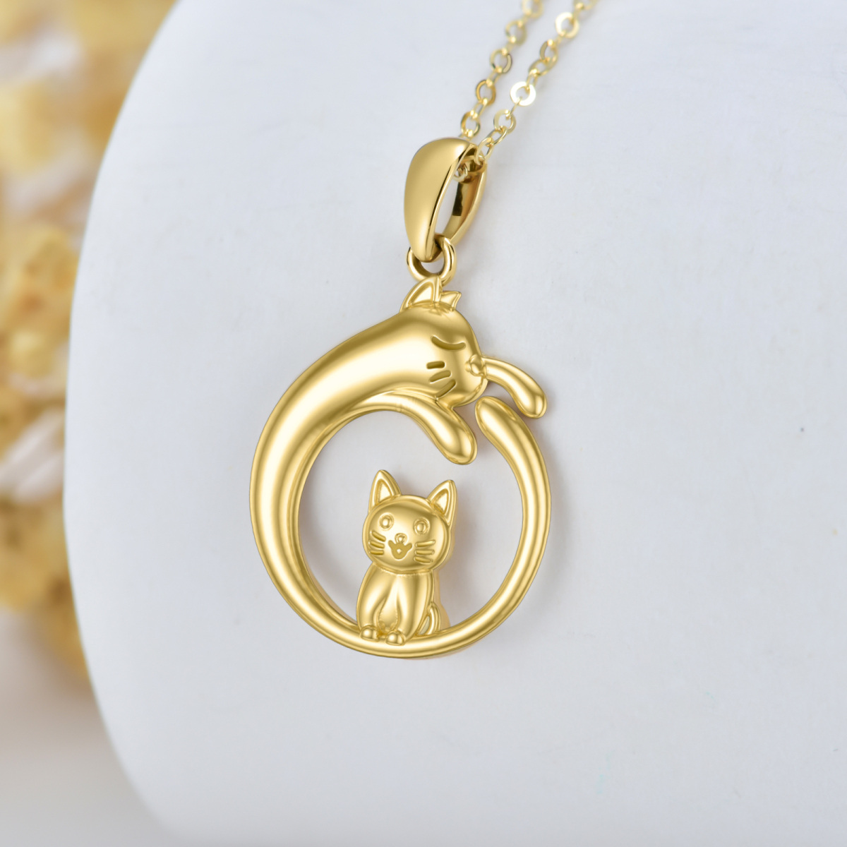 14K Gold Cat Pendant Necklace-4