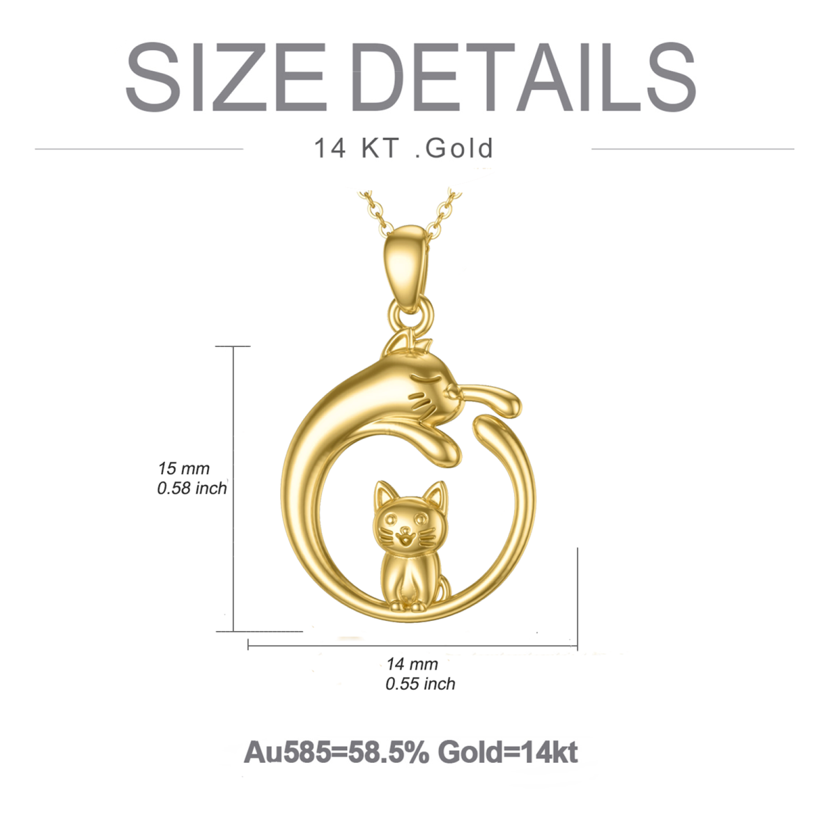 10K Gold Cat Pendant Necklace-5