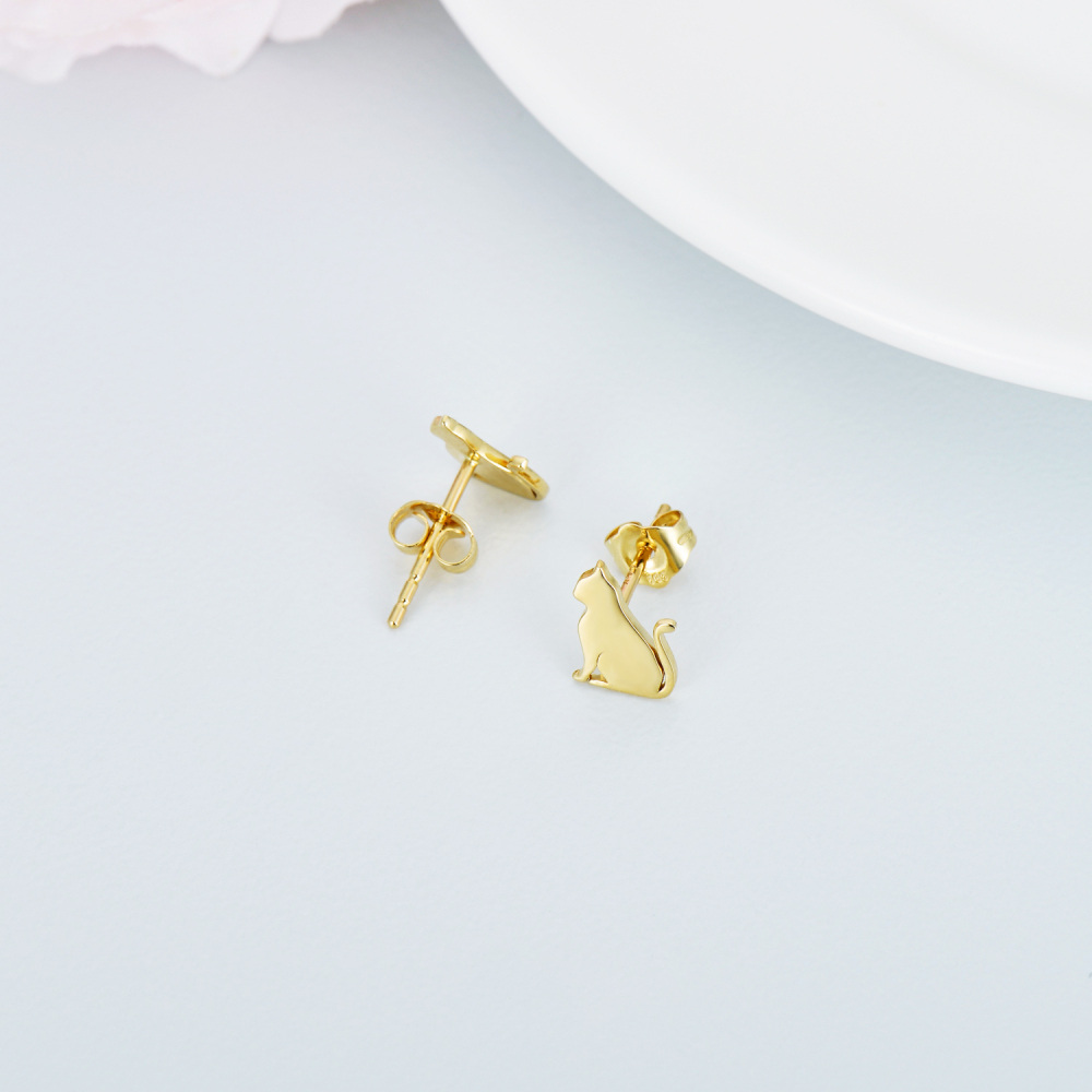 Pendientes Gato Oro 10K-4