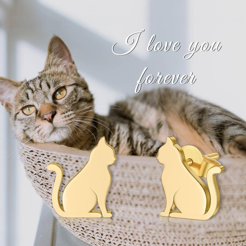 Pendientes Gato Oro 10K-5