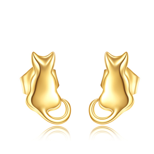 Boucles d'oreilles chat en or 14K