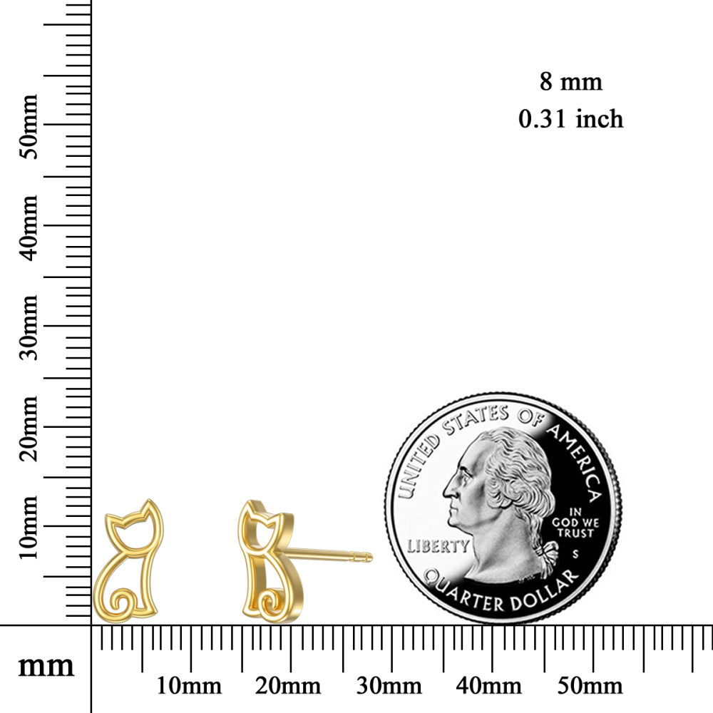 Brincos de gato em ouro de 10K-6