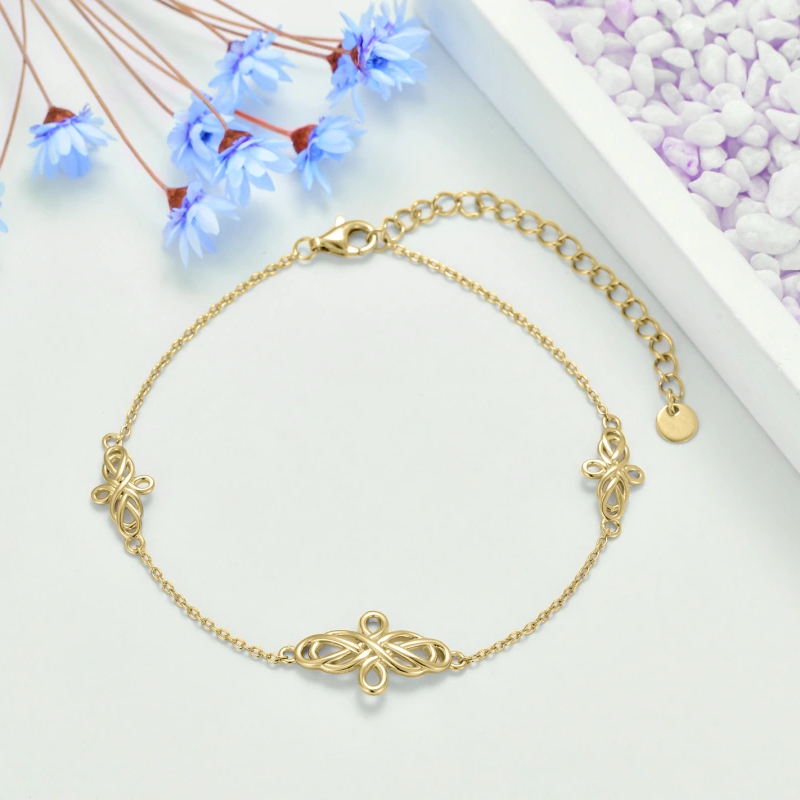 14K Gold Celtic Knot Bracelet for Women-3