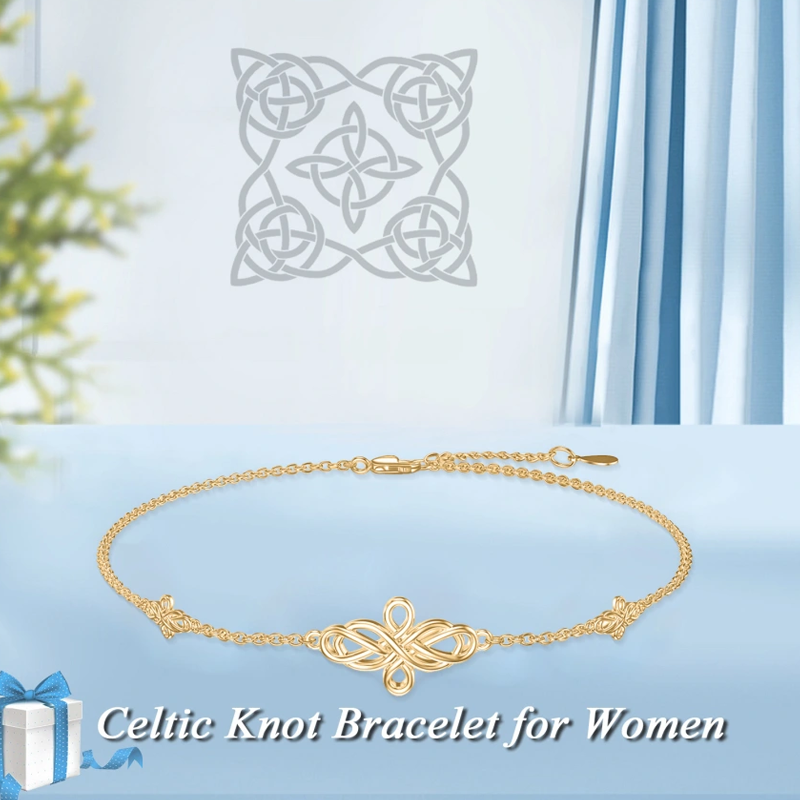 14K Gold Celtic Knot Bracelet for Women-6