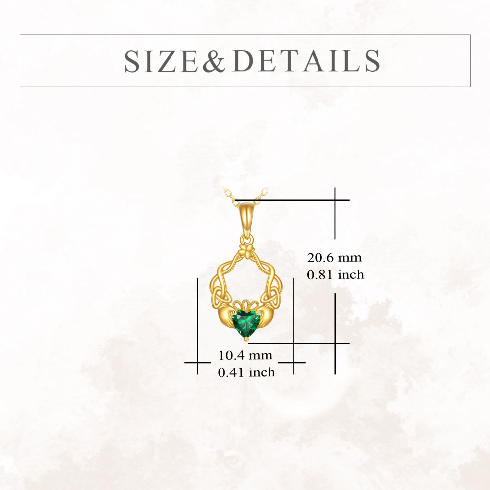Colar com pingente Claddagh de nó celta de zircônia cúbica em ouro 10K-6