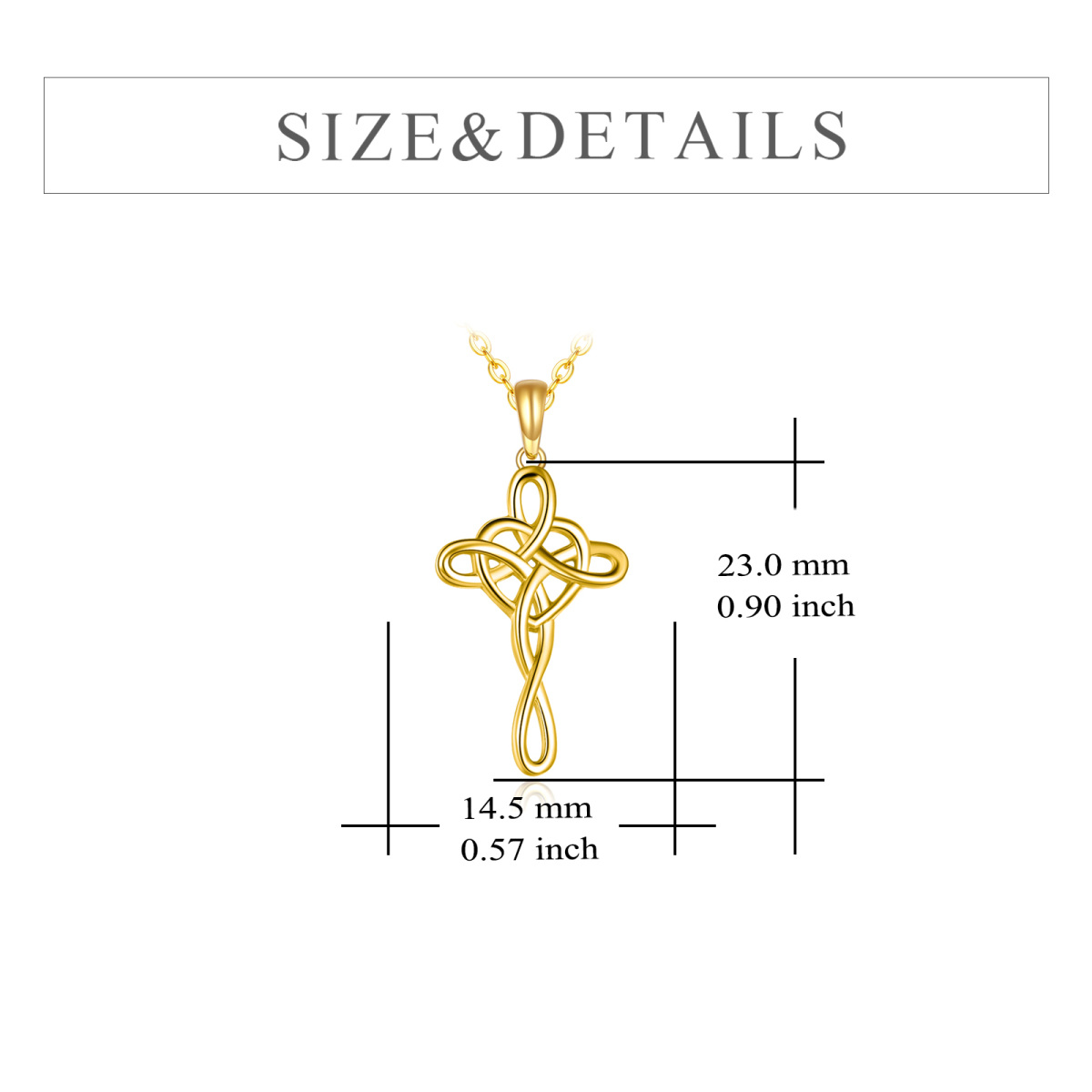 14K Gold Keltischer Knoten & Kreuz Knoten & Herz Anhänger Halskette-5