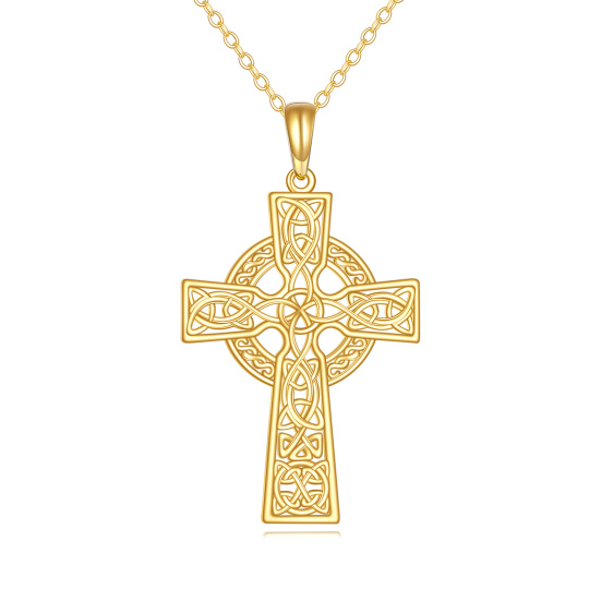 Collier pendentif en or 10K à motif de nœud celtique et croix