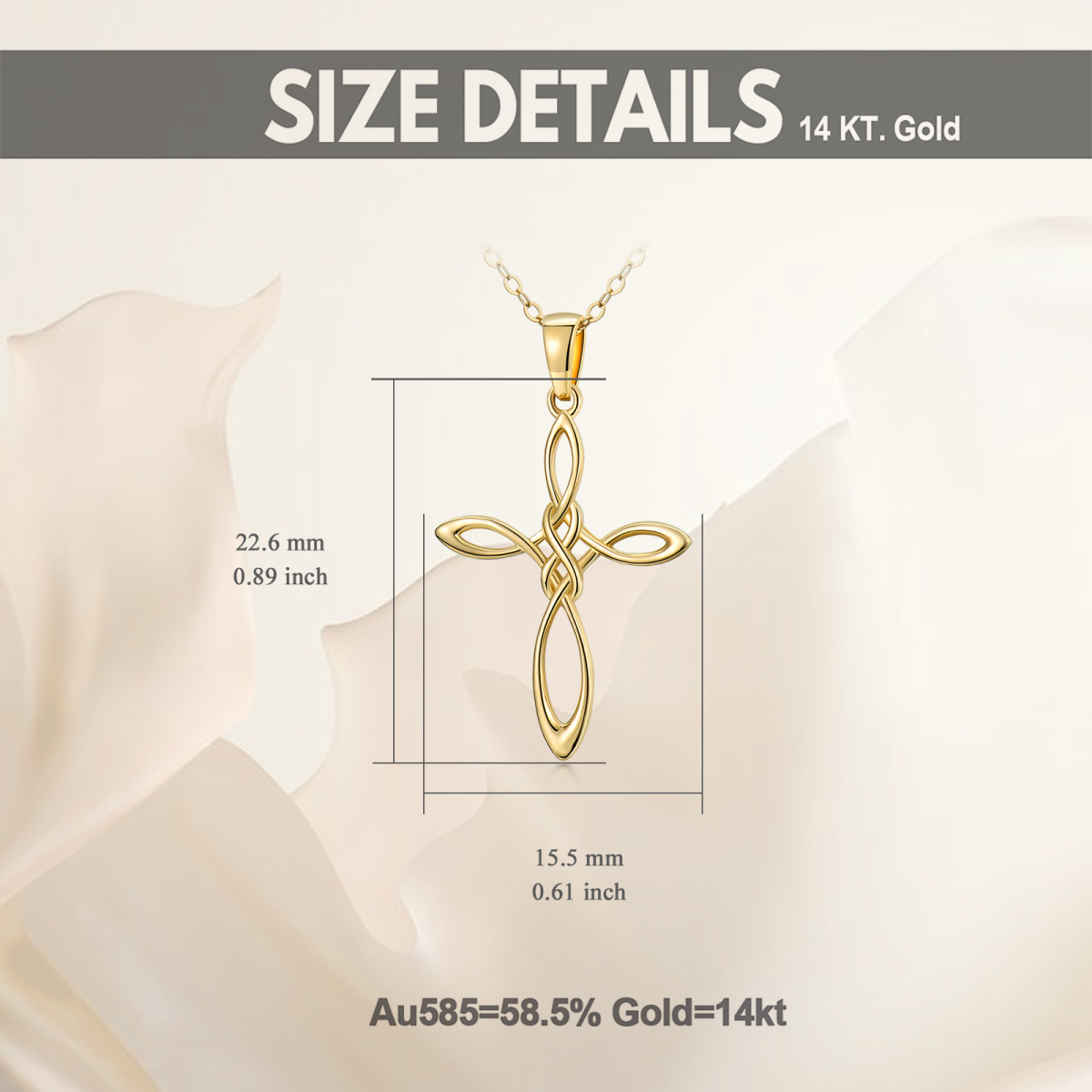 14K Gold Keltischer Knoten & Kreuz Anhänger Halskette-6