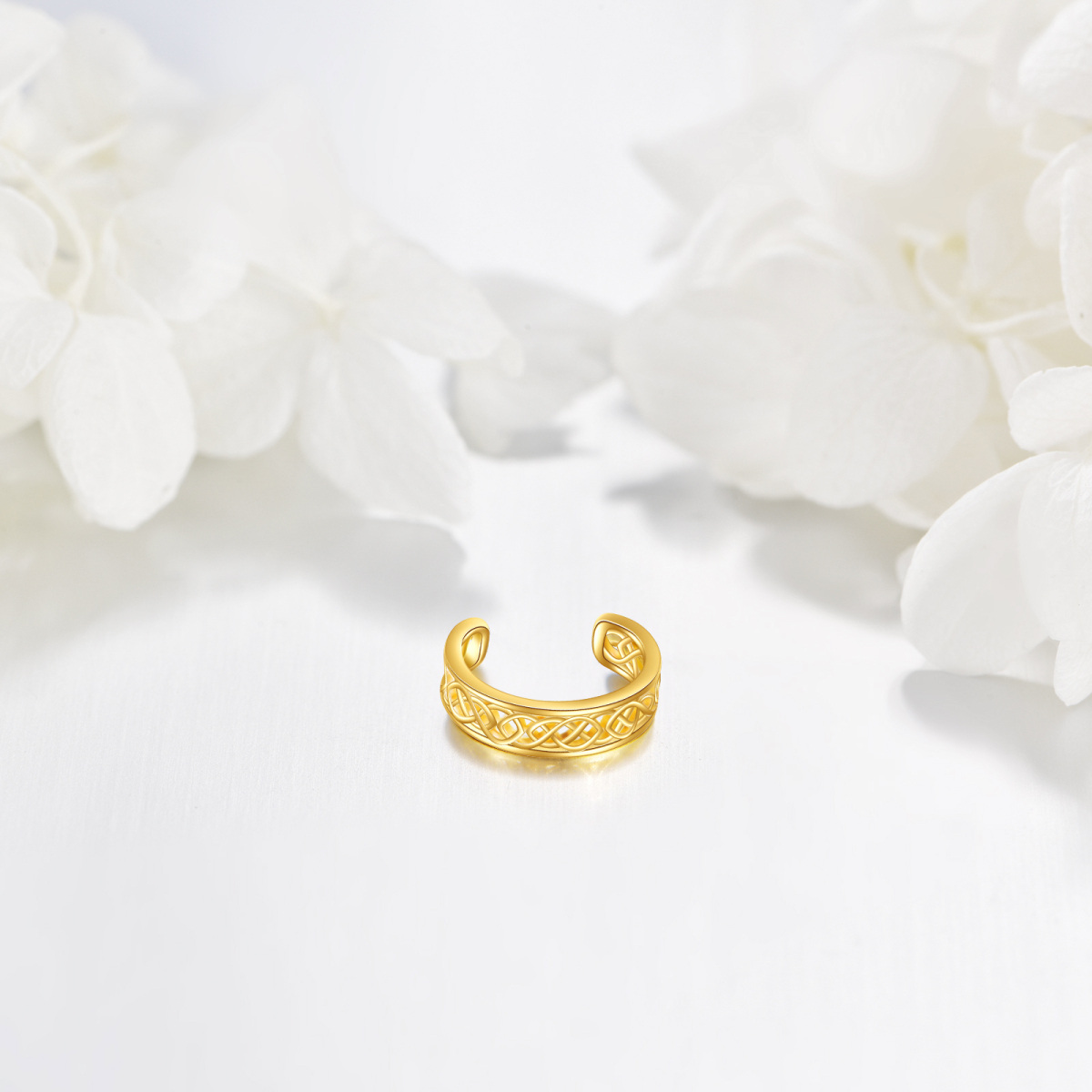 14K Gold Celtic Knot Cuff Earrings-3
