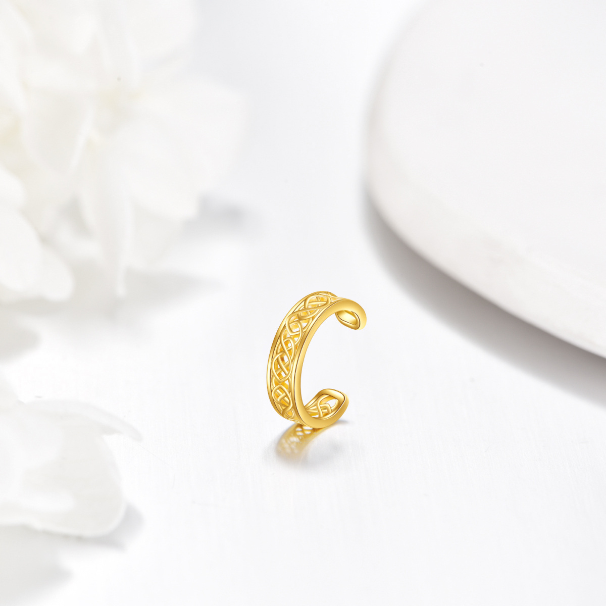 14K Gold Celtic Knot Cuff Earrings-4