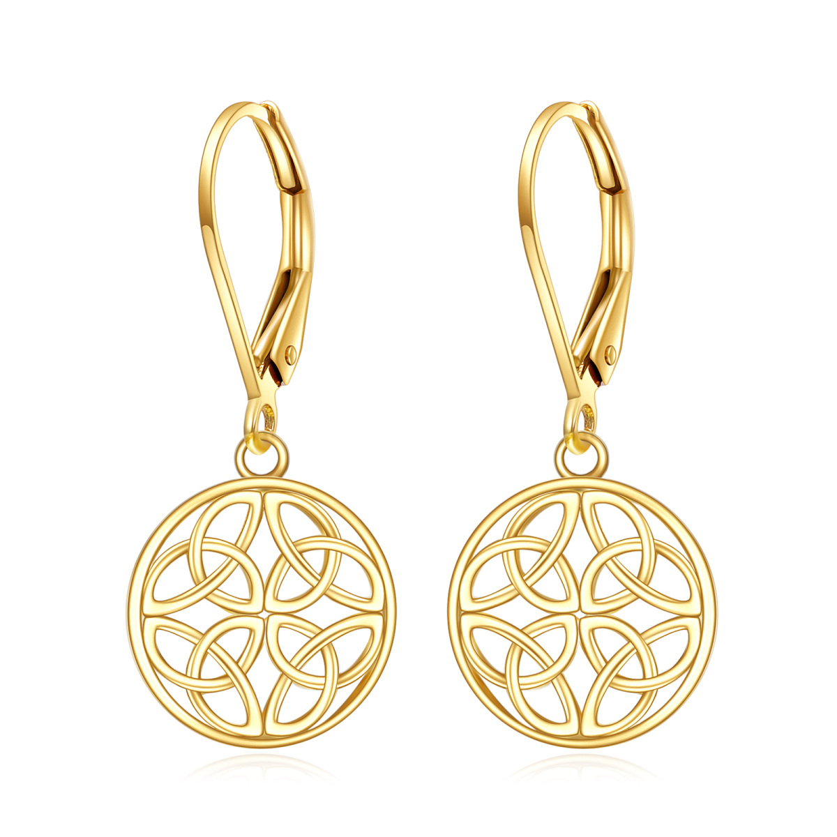 10K Gold Celtic Knot Drop Earrings-1