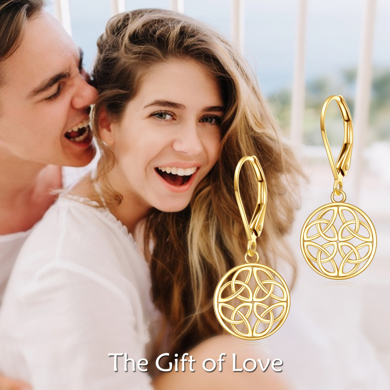 Boucles d'oreilles pendantes en or 10 carats avec nœud celtique-6