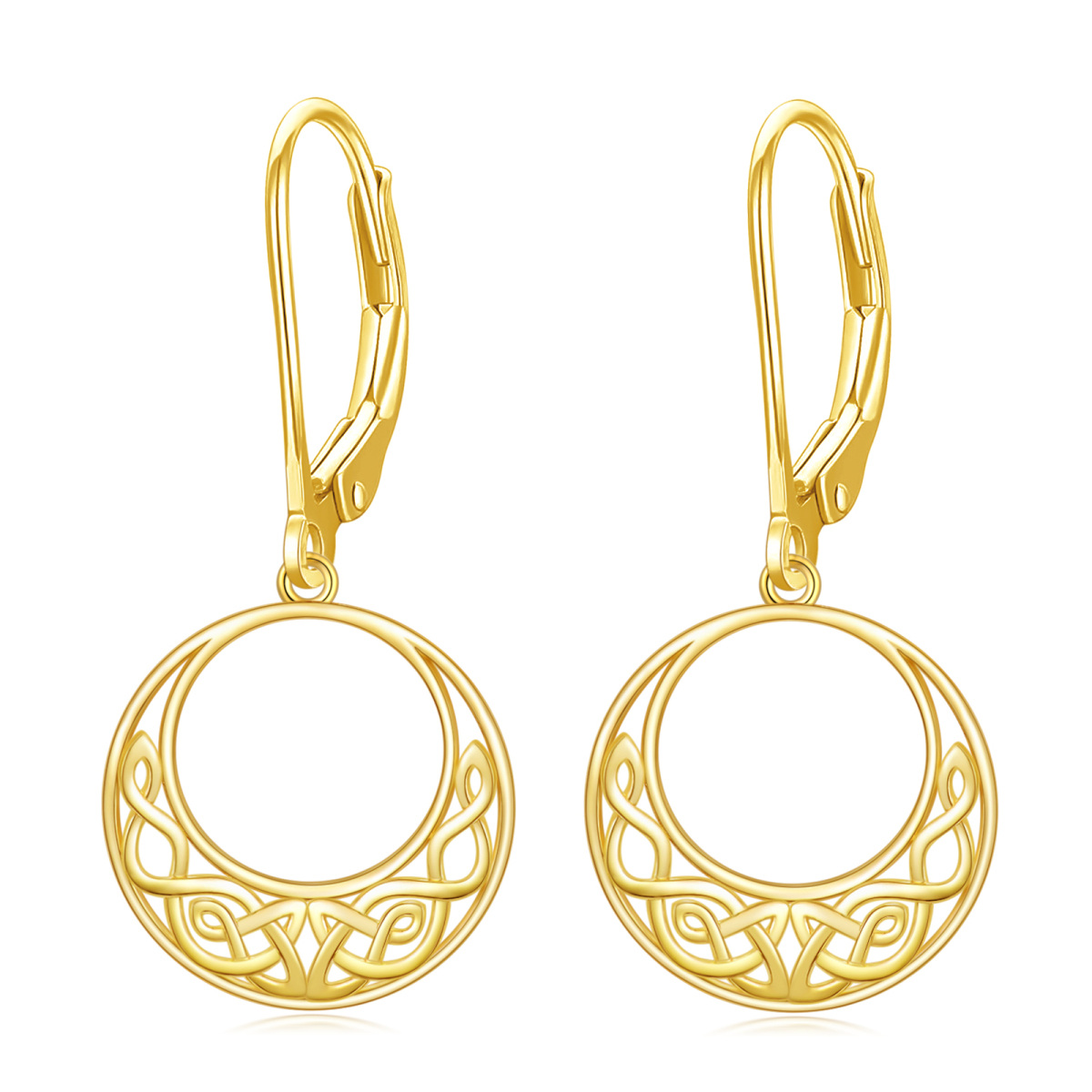 10K Gold Celtic Knot Drop Earrings-1