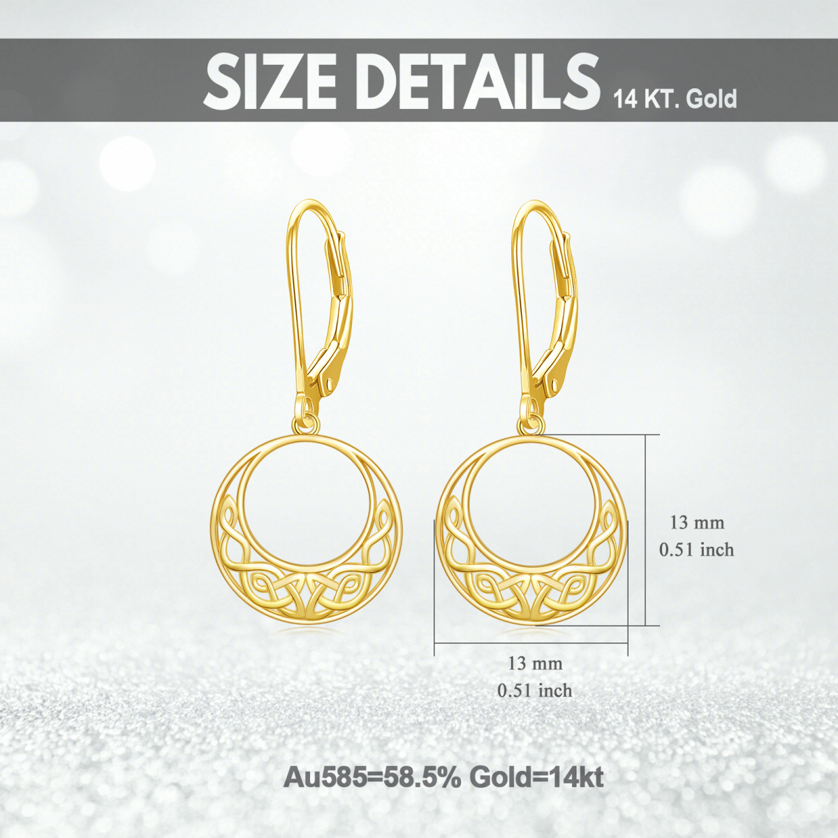 10K Gold Celtic Knot Drop Earrings-6